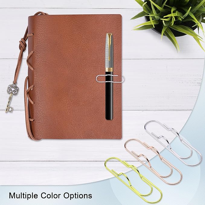 Wisdompro Pen Clip, 12 Pack Stainless Steel Pen Clip Holder for Notebook, Books, Journal, Clipboard, Paper, etc. - 2.6 x 0.7 inch (Silver)