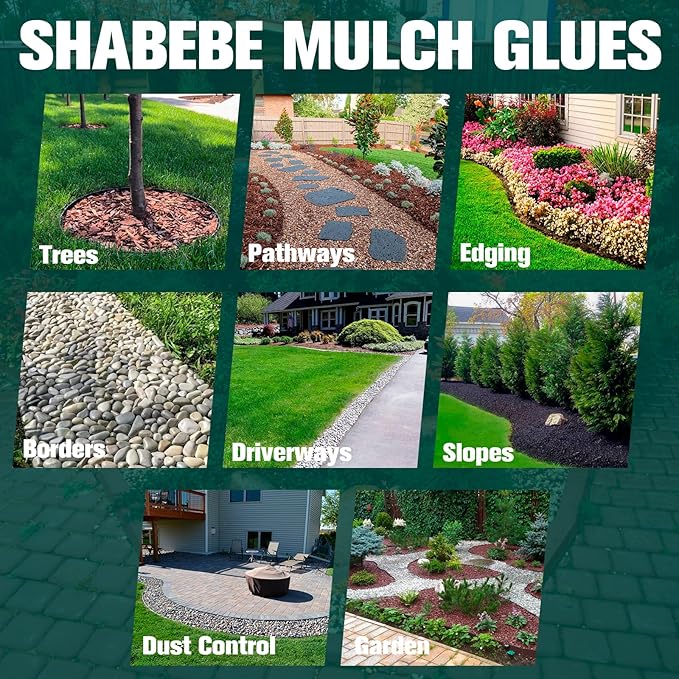 Mulch Glue -1 Gallon Rock Glue for Landscaping, Professional Landscape Adhesive for Rocks, Pea Gravel &Stones | Fast-Drying, Super Strong Binder | Secures Rubber in Garden, Pathways & Landscaping
