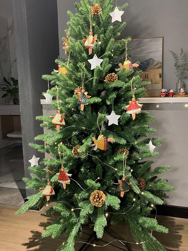 Christmas Ornaments Set for Xmas Tree 12-Pack Metal Dancing Angels Decor for Tin Hanging Christmas Decorations, for Christmas Tree Ornaments Decor, Party, Birthday, Christmas Décor