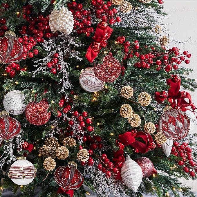 12 PCS Christmas Ball Ornaments, 80mm/3.15 inches Christmas Tree Decorations, Large Shatterproof Luxury Xmas Ornaments for Christma Tree, Home Decor, Wedding, Party (Red)