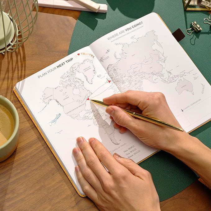 Clever Fox Travel Journal – Vacation & Trip Organizer with Budget Plan, Packing List, Travelling Expense Tracker, A5 (Amber Yellow)