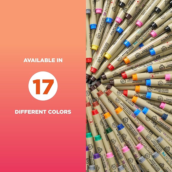 SAKURA Pigma Micron Fineliner Pens - Archival Black Ink Pens - for Writing or Drawing for Artists, Crafters & DIY Gifts Projects - Assorted Point Sizes - 8 Count