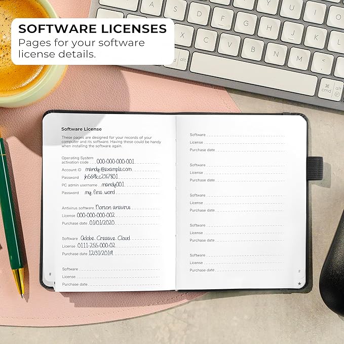 Clever Fox Password Book with alphabetical tabs. Internet Address Organizer Logbook. Small Pocket Password Keeper for Website Logins (Black)