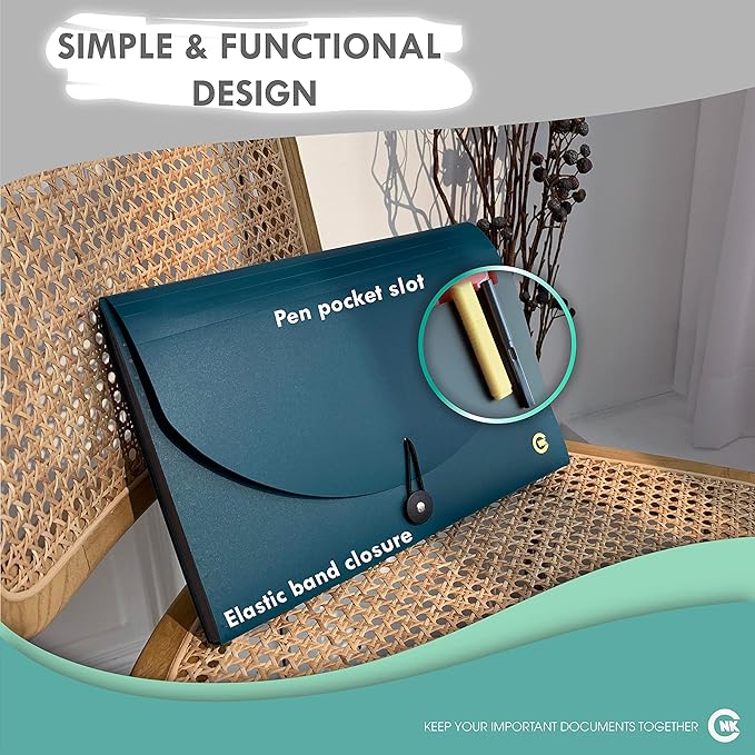 CNK File Folders Organizer with 13 Pockets Accordion Expanding Folder For Documents Receipt Document Paper Pocket Filing Products Accordian Important expandable holder files alphabetical Labels Letter