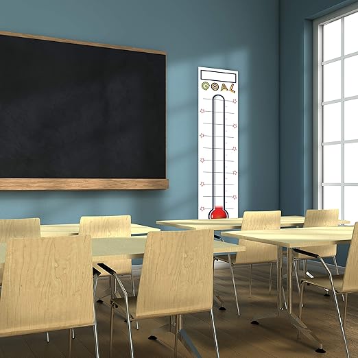 Goal Thermometer Chart Goal Tracker - 48"x12" Adhesive Dry Erase Fundraising Thermometer Sticker