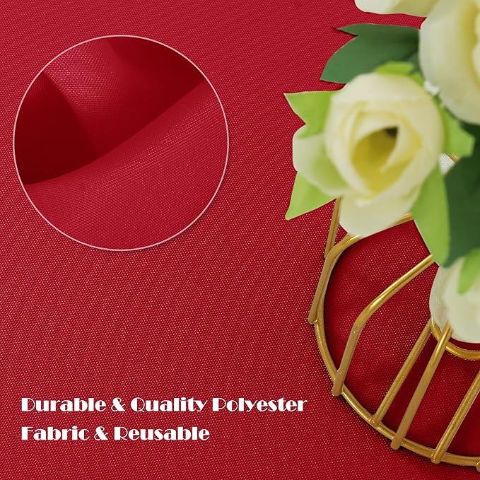 sancua Square Tablecloth - 60 x 60 Inch - Water Resistant Spill Proof Washable Polyester Table Cloth, Decorative Fabric Table Cover for Dining Tables, Buffet Parties, Christmas Red