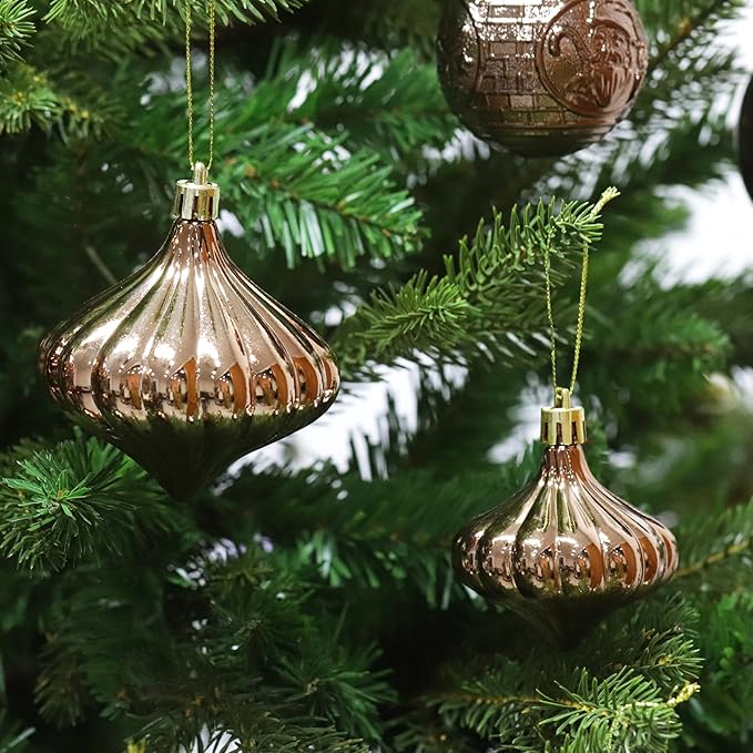 Christmas Ornaments Set with 36pcs Shatterproof Christmas Tree Decorations Multi-Size Christmas Ball Ornaments with 7 Styles Brown