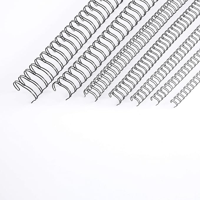 BNC Double Loop Wire Binding Rings Letter Size 3:1 Loops 32 Holes Black Color Pack of 100 (9/16 Inches)