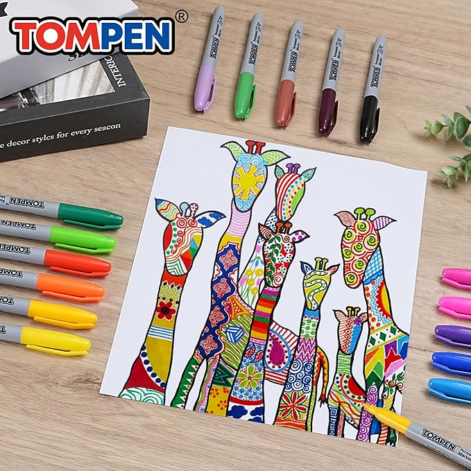 Permanent Markers,Fine Tip,160 Pack Bulk,16 Assorted Multicolor Colors,Waterproof Permanent Marker Pens with Quick Drying on Wood,Plastic,Paper,Metal,Mirror for Office School Classroom Home