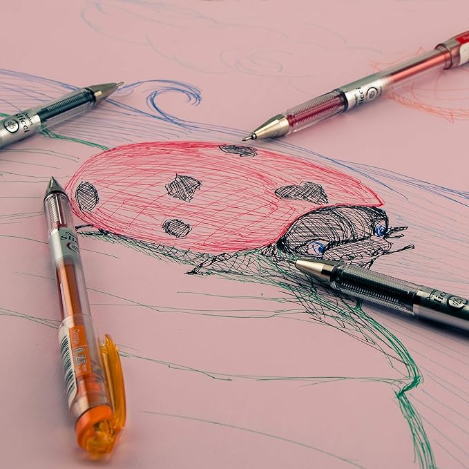 Pentel Arts Slicci 0.25 mm Extra Fine Gel Pen, Red Ink, Box of 12 (BG202-B)