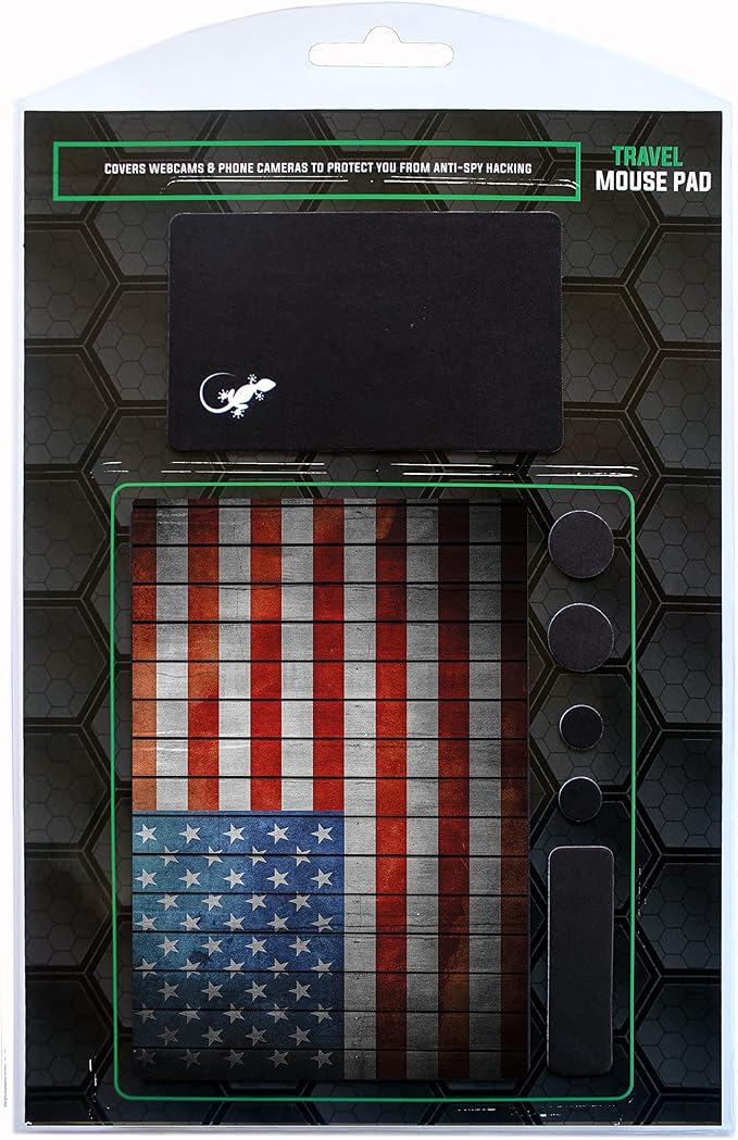 Adhesive Mouse Pad - Peel and Sticks to Any Surface - Travel Mouse Pad, Sticky for Any Surface - Excellent Tracking - USA Flag Wooden