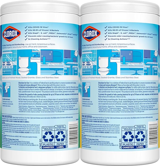 Clorox Disinfecting Wipes Value Pack, Bleach Free Cleaning Wipes, 75 Count Each, Pack of 2, Packaging May Vary