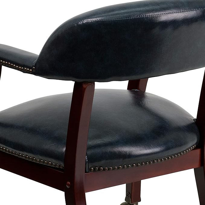 EMMA + OLIVER Navy Vinyl Luxurious Conference Chair with Casters