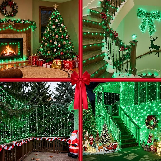 1500 LED Christmas Lights Outdoor with 12 Modes, 470FT Green Wire Christmas String Fairy Lights with Timer & Dimmable, Waterproof Twinkle Tree Lights for House Patio Party Wedding Xmas Decor, Green