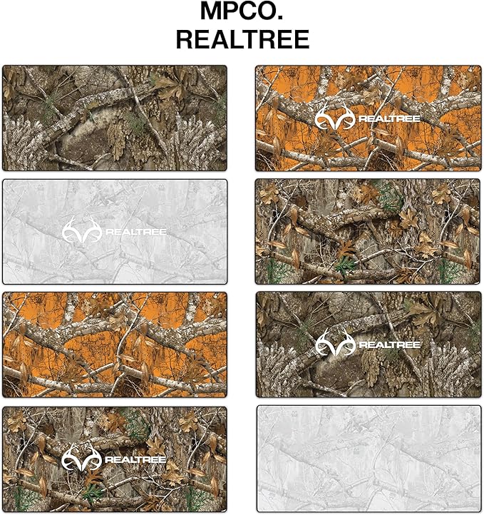 MPCO. Real Tree Large Gaming Desk Pad - 36" x 17" Aeroglyde Fabric Edge Orange – with Logo Desk Mats - Non-Slip, Washable, Smooth Glide for Precision Gaming & Work