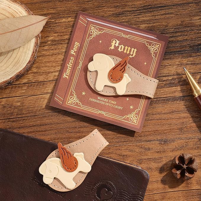 2PCS Vintage Magnetic Leather Bookmark, Leather Magnetic Bookmarks for Women, Magnetic PU Bookmarks Clip Book Accessories