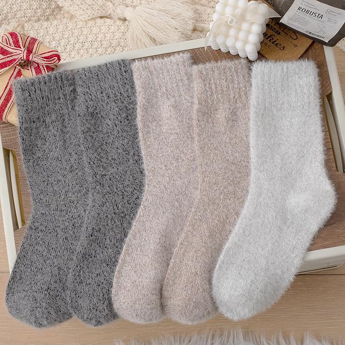 5 Pairs Fuzzy Soft Cozy Comfortable Socks for Women, Casual Sleep Comfy Socks, Perfect Warm Winter Gifts for Women