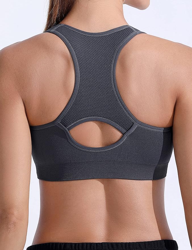 FITTIN Racerback Sports Bras for Women - Padded Seamless Support Bra for Yoga Gym Workout Fitness