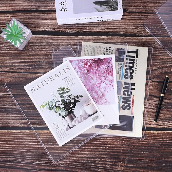 Ndsox 5 Pack 8" x 10" Rigid Print Protectors Clear Hard Plastic Sheet Protectors Top Loading for Photographs, Photo Papers, Posters, Prints, Birth Certificates, Heavy Duty No-Hole Rigid Photo Sleeves