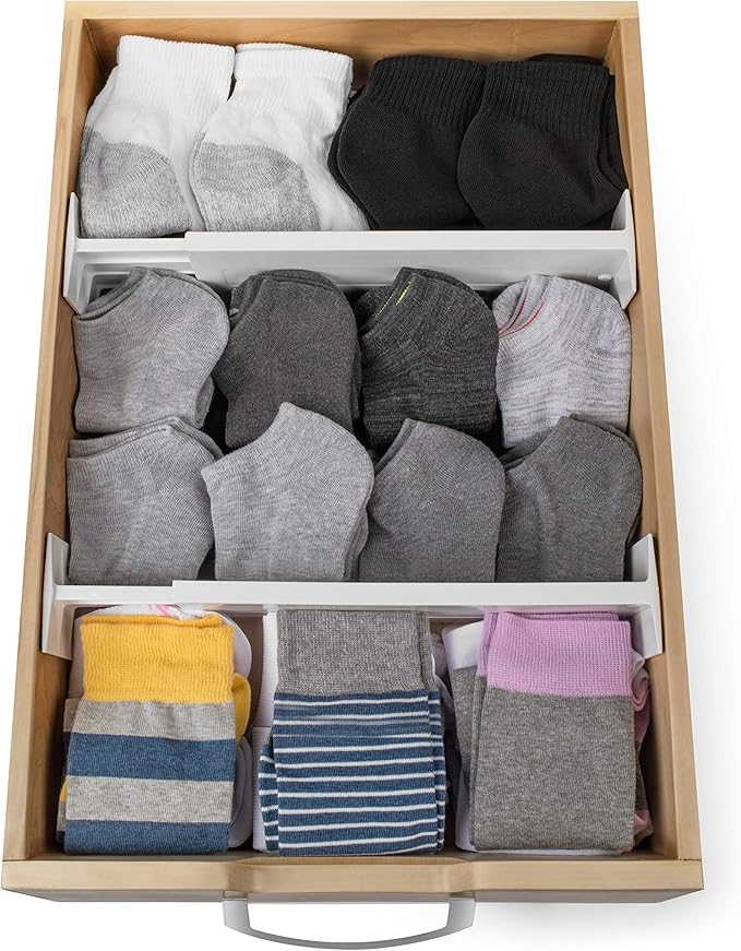 Dial Industries Adjustable Dresser Drawer Clothes Organizer Dividers, Set of 4, 4.5" Deep