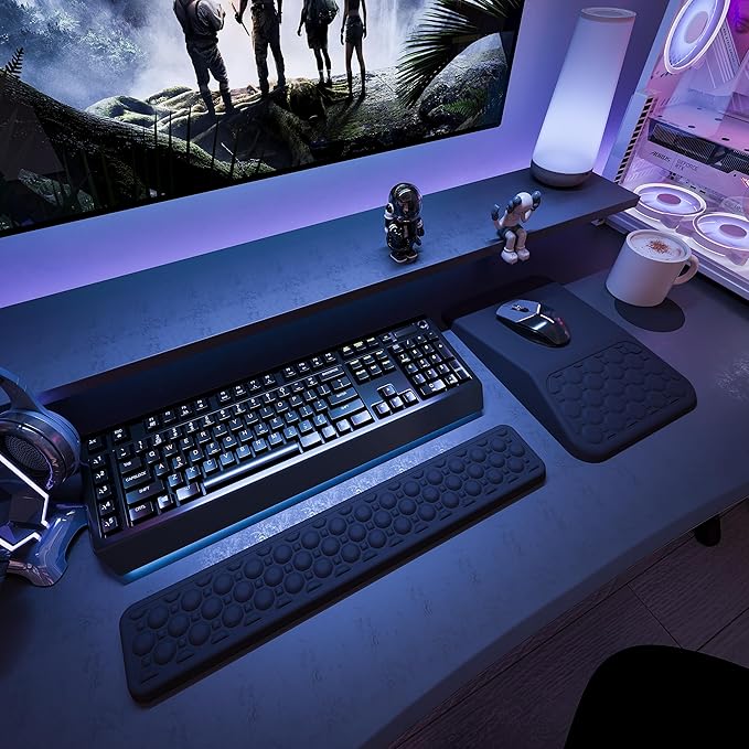 Ospelelf Keyboard Wrist Rest Ergonomic Mouse Pad with Wrist Rest, Wrist Rest for Computer, Office and Gaming,Black