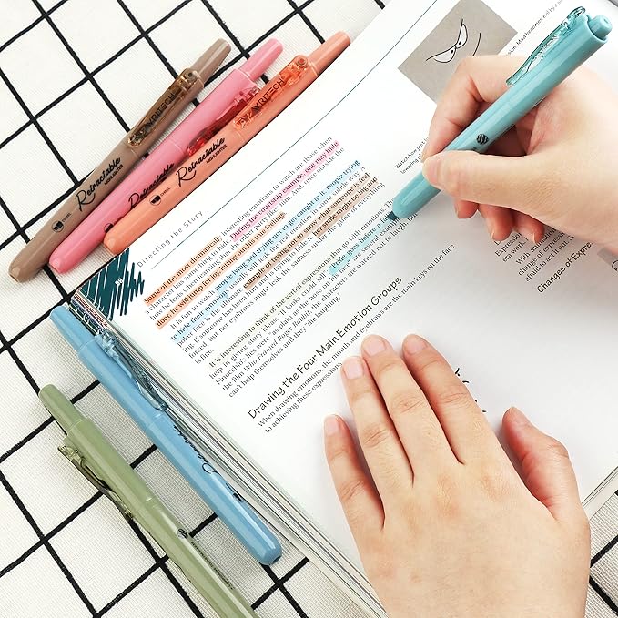 WRITECH Retractable Highlighters Assorted Colors: Chisel Tip Click Aesthetic Highlighter Marker Pens Pack Multi Colored Ink No Bleed Smear for Highlighting Journaling (24ct Mild+Vintage+Neon+Pastel)