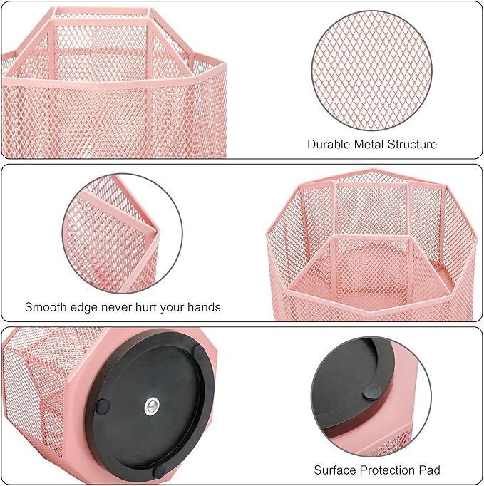 Exerz Desk Organiser/Mesh Desk Tidy Candy/Pen Holder/Multifunctional Organiser 360 Rotating