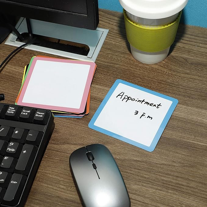 Dry Erase Magnets Set - 24 Pack - 4x4 in Whiteboard Magnetic Notes Planning Pads Labels - Small White Board Magnet Strips Name Tags for Home, Office and Classroom