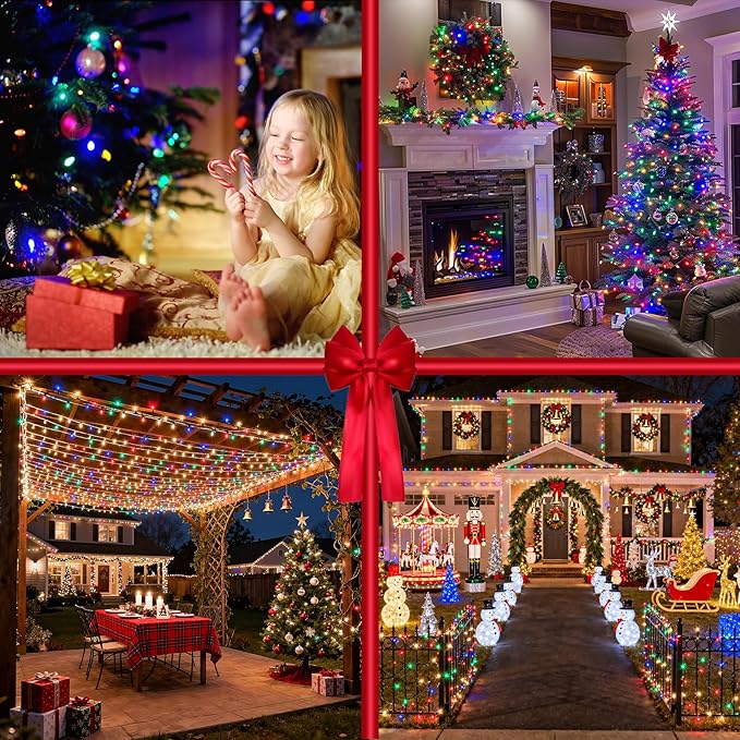 1500 LED 470FT Christmas Lights Outdoor, Christmas String Fairy Lights with Timer & Memory, Waterproof 12 Modes Dimmable Twinkle Tree Lights for Home Patio Wedding Party Yard Xmas Decor, Multicolor
