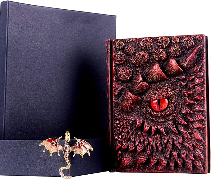3D Dragon Eye Embossed Journal,Resin Engraving Notebook,Dnd notebook for Dragon Lovers ,Blank Paper,Hardcover Travel Notepad for Writing,Sketchbook,Collection,Gift,Decoration A4 and A5 Size (A5-Red