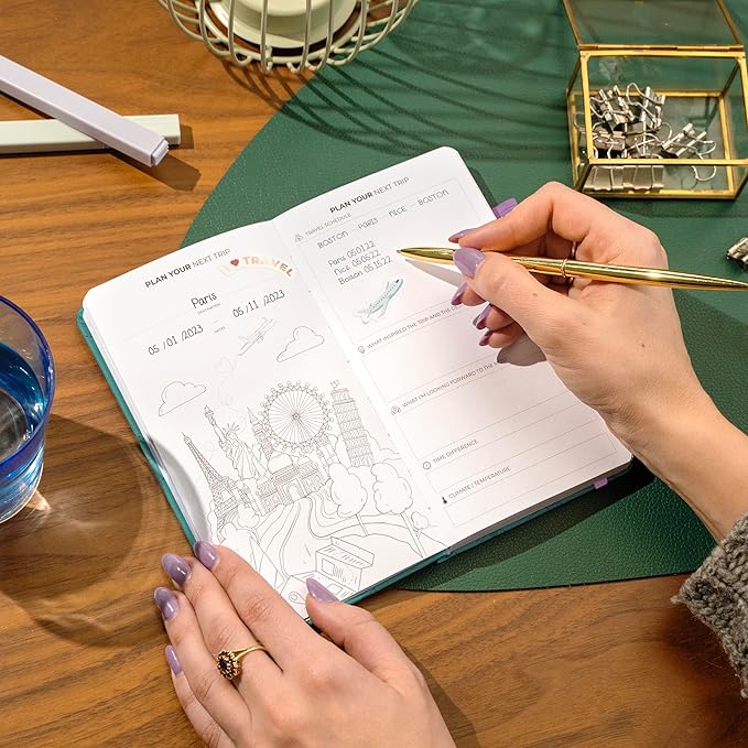 Clever Fox Travel Journal Pocket – Vacation & Road Trip Itinerary Planner Organizer & Traveling Memory Diary – Small Traveler Notebook (Turquoise)