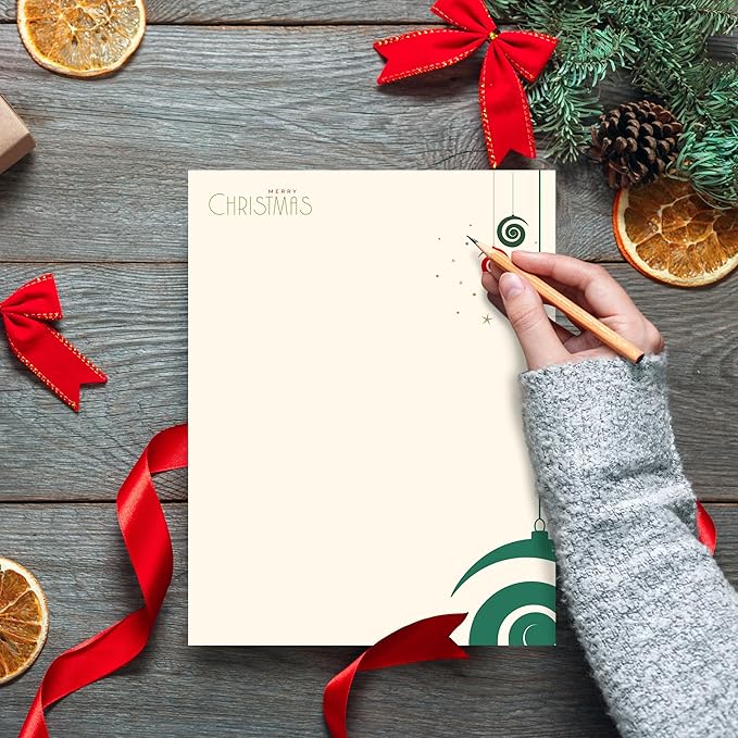 easykart labels Christmas Stationery Paper Letterhead Sheets 60 Pack Holiday Xmas Theme Design For Writing Letters Computer Office Notes & Printing Supplies Size 8.5" X 11"