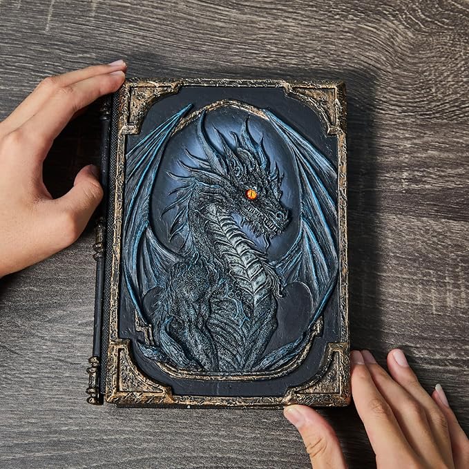 Premium 3D embossed notebook, vintage style diary, 3D dragon embossed cover design, full of mystery, excellent gift (Red)