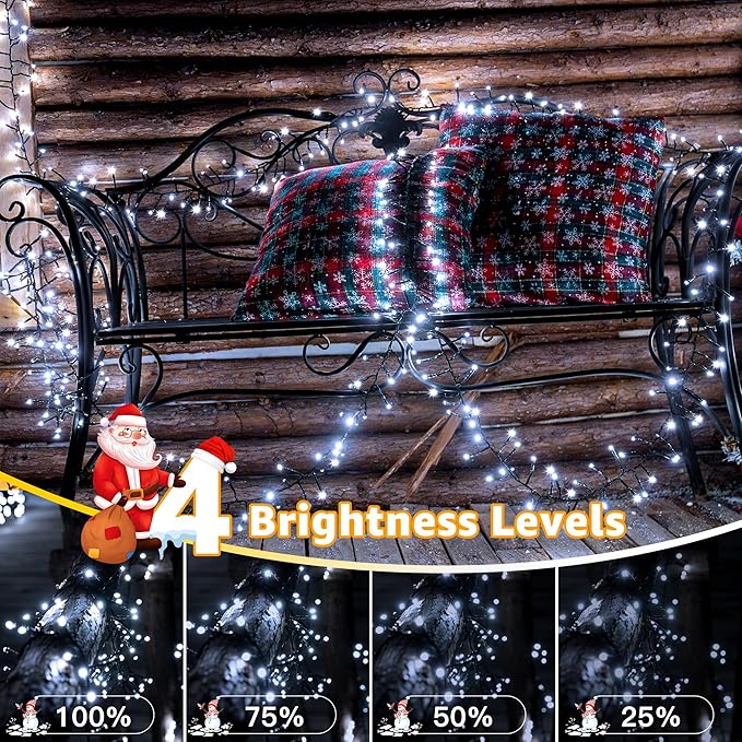 1200 LED 59 FT Cluster Lights, White Christmas Tree Lights 8 Modes Timer Remote, Waterproof String Lights for Indoor Outside Garland Xmas Decorations