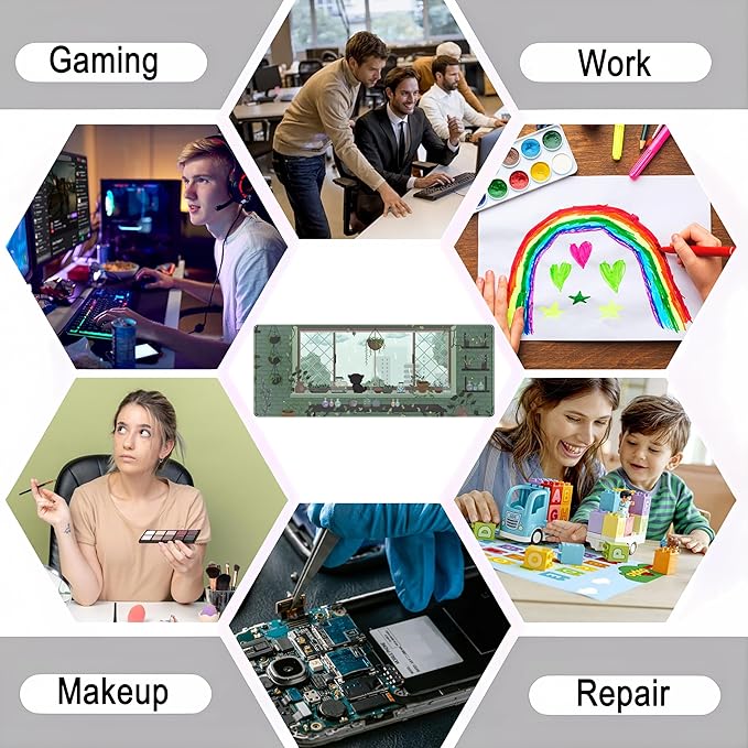 Green Kawaii Desk Mat Mousepad Pixel Plant Mouse Pad Gaming XL Large Desk Pad Anime Cat Desk Matt for Desktop, Computer Laptop Keyboard and Mouse Mat for Women Office Decor Accessories 31.5x11.8 in