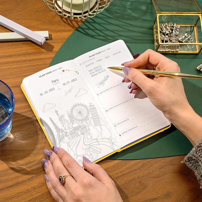 Clever Fox Travel Journal Pocket – Vacation & Road Trip Itinerary Planner Organizer & Traveling Memory Diary – Small Traveler Notebook (Amber Yellow)