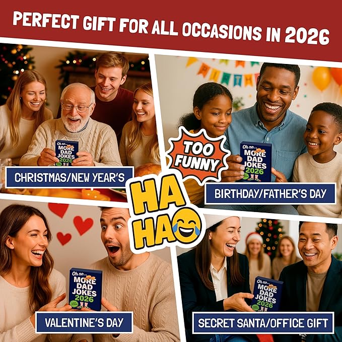 Dad Joke Desk Calendar 2026 - Funny Gifts for Dad, Page a Day Desk Calendar with 365 Daily Dad Jokes, White Elephant Gifts, Gifts for Men, Stocking Stuffers, Dad Christmas Gifts