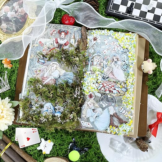 Snycler Pre-Cut Fairy Tale Themed PET Washi Tapes - Vintage Aesthetic Tape Stickers for Journaling, Scrapbooking, Junk Journals, Crafts, Planners - 4 Rolls