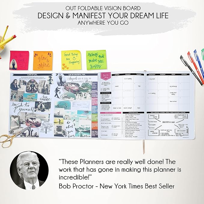 2026 Planner Weekly and Monthly | Law of Attraction Planner with Panduo App | A 12 Month Journey for Productivity, Gratitude & Goal Setting | Includes Foldable Vision Board, Gift Box & Stickers