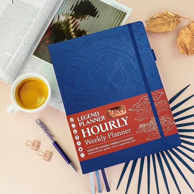Legend Planner PRO Hourly Schedule - Weekly & Daily Organizer with Time Slots. Appointment Book Journal for Work & Personal, A4 (Mystic Blue)