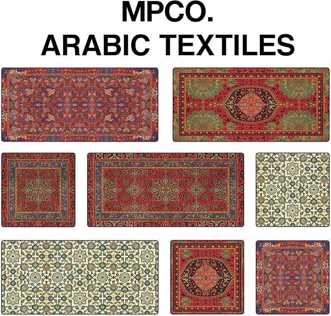 MPCO. Arabic Textiles Large Gaming Desk Pad - 36" x 17" Aeroglyde Fabric Cobalt-and-Clover Desk Mats - Non-Slip, Washable, Smooth Glide for Precision Gaming & Work