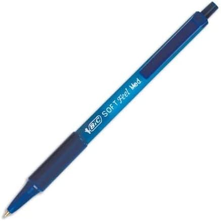 BIC Soft Feel Blue Retractable Ballpoint Pens, Medium Point (1.0mm), 12-Count Pack, Blue Pens With Soft-Touch Comfort Grip