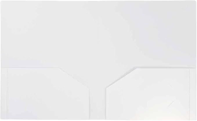 JAM PAPER Heavy Duty Plastic 2 Pocket Extra Tough School Folders - White - Bulk 48/Pack