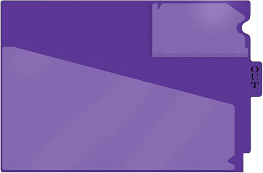 Doctor Stuff - Center Tab Vinyl Outguides, Diagonal Cut Front Pocket, Top Charge Out Slip Pocket, Plastic File Folder, Letter Size 9" x 13-1/4", Purple, 25/Box