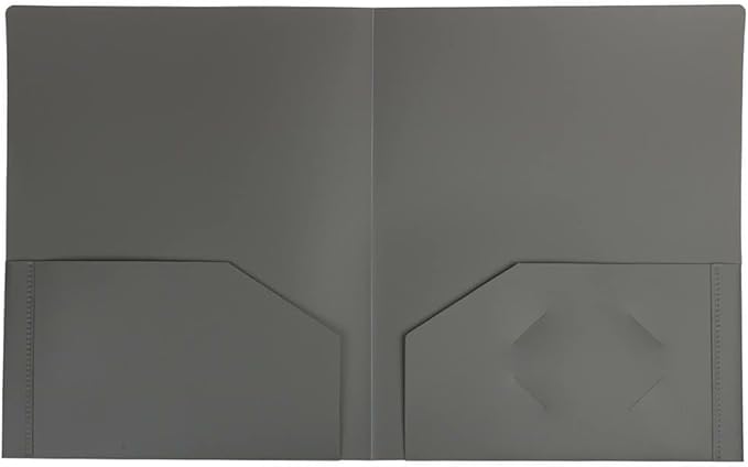 JAM PAPER Heavy Duty Plastic 2 Pocket Extra Tough School Folders - Grey - 3/Pack