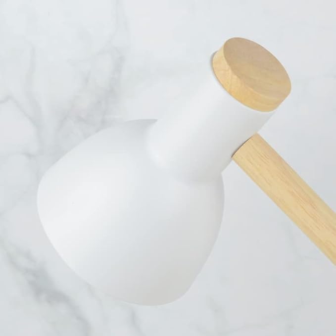 LED White Desk Lamps for Home Office, 3-Color Dimmable White Table Lamp for Bedroom, Wood Desk Lights for Dorm Roomb, Desktop Lighting, Tabletop