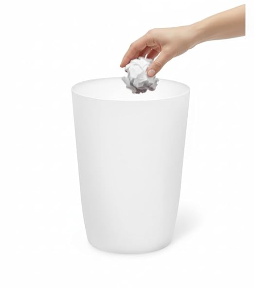 Mini Waste Basket - Durable Small Plastic Garbage Trash Can Bin - Lidless Open-Top Rectangular Slim Profile for Compact Spaces - Suitable for Home, Bathroom, Office, Bedroom, Kitchen and More, White