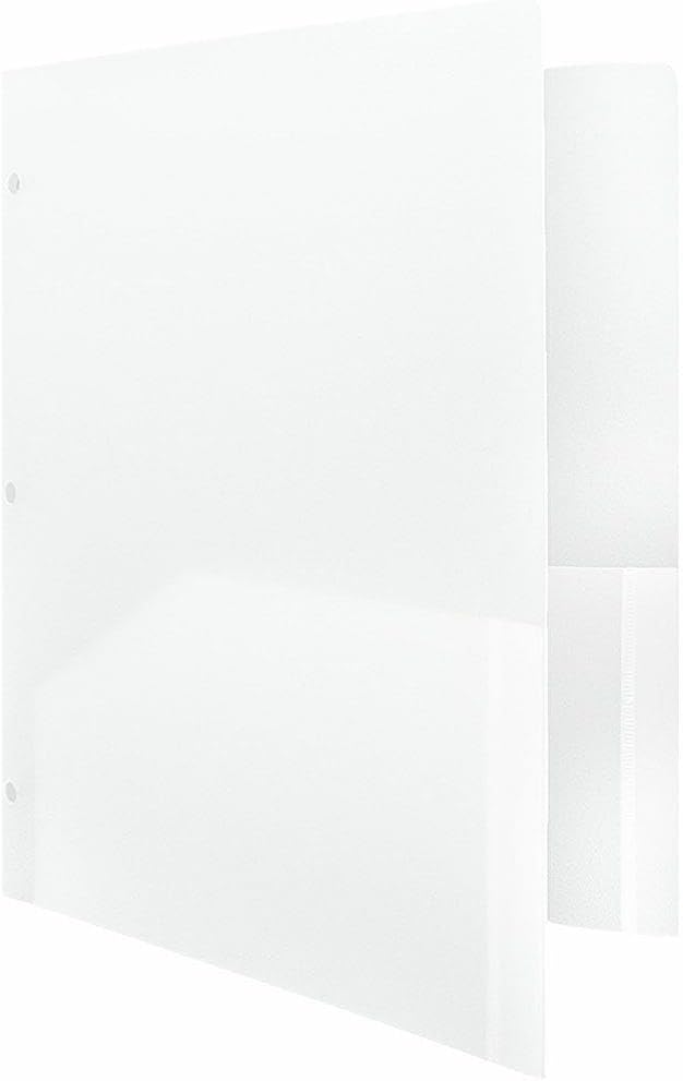 JAM PAPER Heavy Duty Plastic 3 Hole Punch Pocket Folders - Extra Tough School Folders - Clear - 3/Pack
