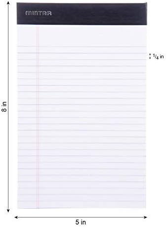 Mintra Office Legal Pads, ((xBasic, 5in x 8in, Narrow (White), 36pk (6-6pks))