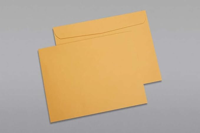 Limited Papers (TM) Booklet Envelopes, (Open Side) Brown Kraft, Gummed Seal, 28 Pound, Heavyweight, For Mailing And More. (250, 9 x 12)